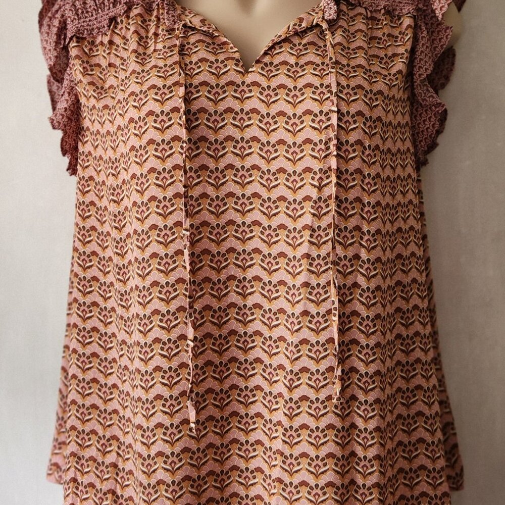 Pink and Brown Patterned Blouse